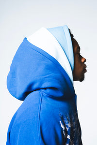 BLUE TRIPLE HOODED ZIP-UP